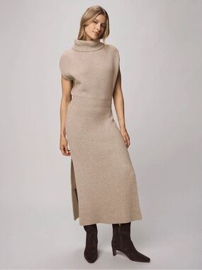 Splendid Marigold Cashmere Blend Ribbed Turtleneck Sweater Dress NWT XS